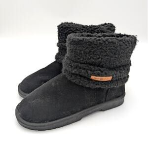 Gaahuu Berber Faux Shearling Cuff Faux Suede Boot Women's Black Size US8 EU38.5